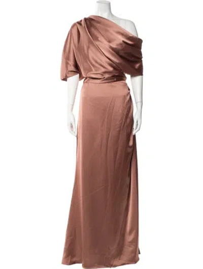Pre-owned Amsale Asymmetrical Long Dress In Brown