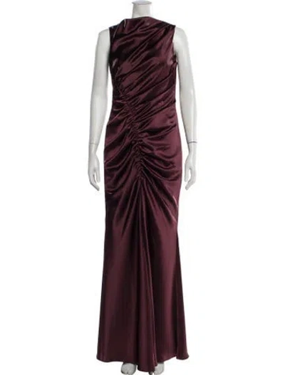 Pre-owned Amsale Asymmetrical Long Dress In Burgundy