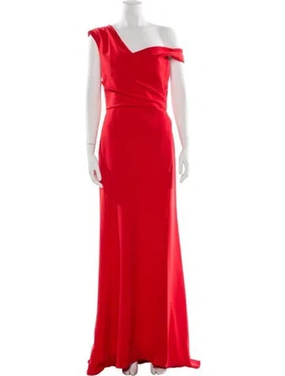Pre-owned Amsale Asymmetrical Long Dress In Red