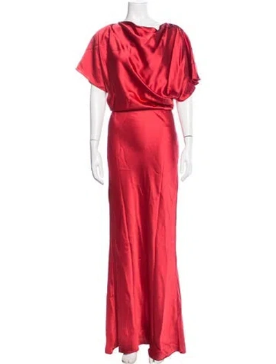 Pre-owned Amsale Asymmetrical Long Dress In Red