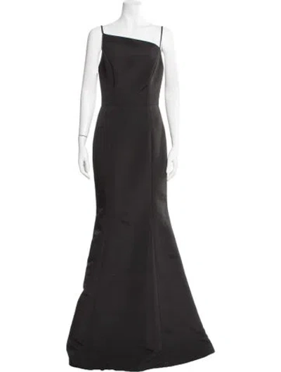 Pre-owned Amsale Asymmetrical Long Dress W/ Tags In Black