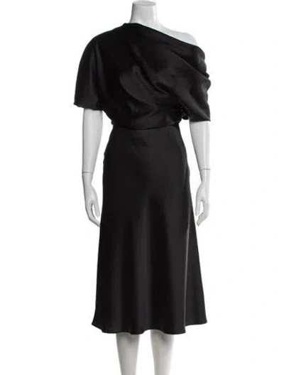 Pre-owned Amsale Asymmetrical Midi Length Dress In Black