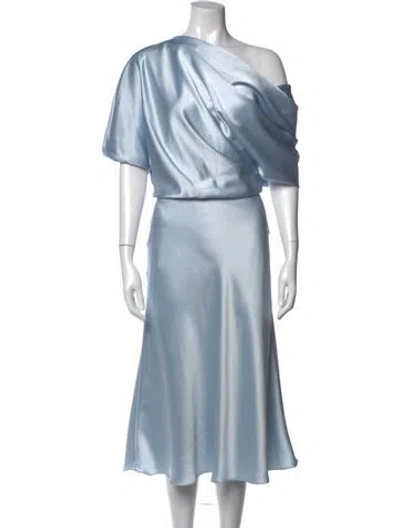 Pre-owned Amsale Asymmetrical Midi Length Dress In Blue
