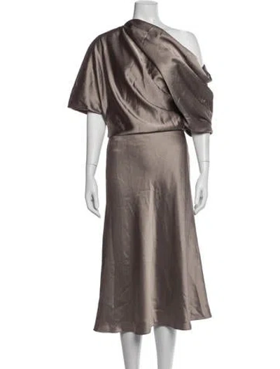 Pre-owned Amsale Asymmetrical Midi Length Dress In Grey