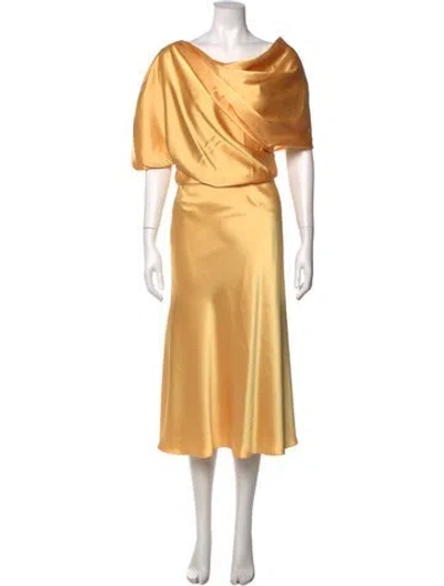Pre-owned Amsale Asymmetrical Midi Length Dress In Yellow