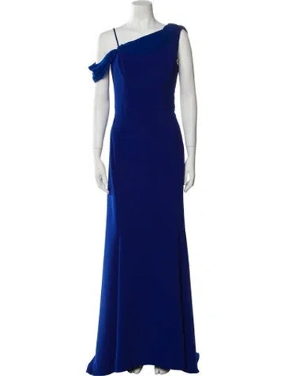 Pre-owned Amsale Asymmetrical Mini Dress In Blue