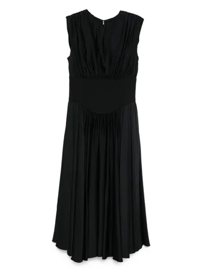Amsale Back-crepe Corset Dress In Black