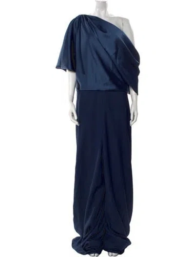 Pre-owned Amsale Bateau Neckline Jumpsuit In Blue
