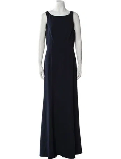 Pre-owned Amsale Bateau Neckline Long Dress In Blue