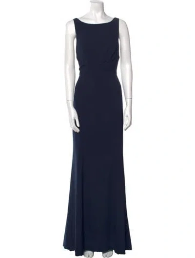 Pre-owned Amsale Bateau Neckline Long Dress In Gray