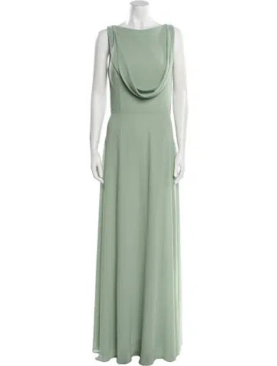 Pre-owned Amsale Bateau Neckline Long Dress In Green