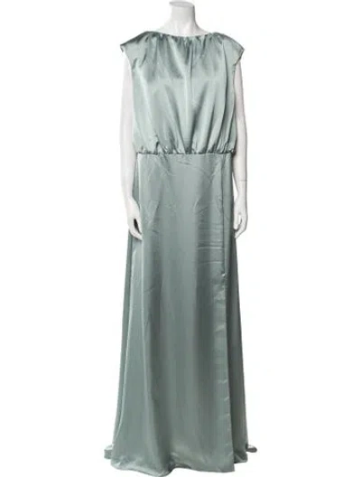 Pre-owned Amsale Bateau Neckline Long Dress In Green