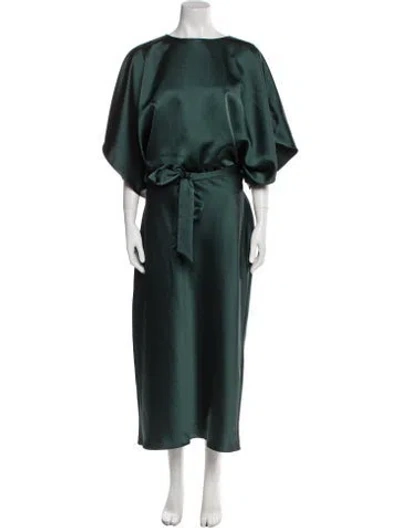 Pre-owned Amsale Bateau Neckline Long Dress In Green