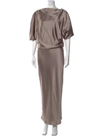 Pre-owned Amsale Bateau Neckline Long Dress In Green