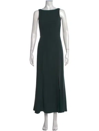 Pre-owned Amsale Bateau Neckline Long Dress In Green