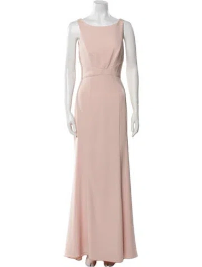 Pre-owned Amsale Bateau Neckline Long Dress In Pink