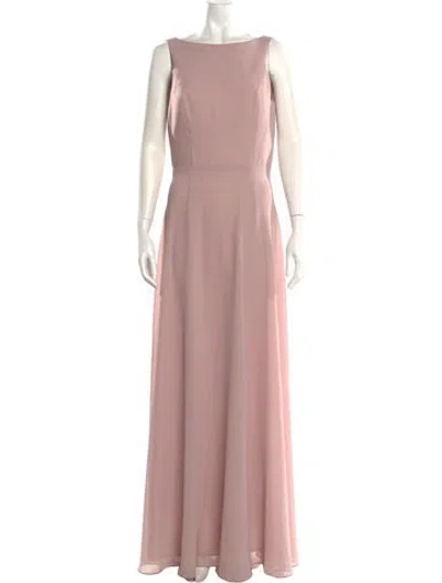 Pre-owned Amsale Bateau Neckline Long Dress In Pink