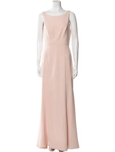 Pre-owned Amsale Bateau Neckline Long Dress In Pink