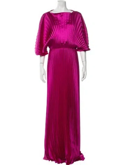 Pre-owned Amsale Bateau Neckline Long Dress In Pink