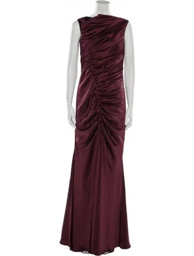 Pre-owned Amsale Bateau Neckline Long Dress In Purple