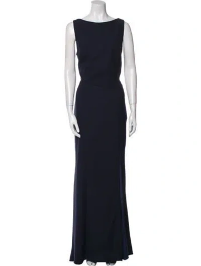 Pre-owned Amsale Bateau Neckline Long Dress W/ Tags In Blue