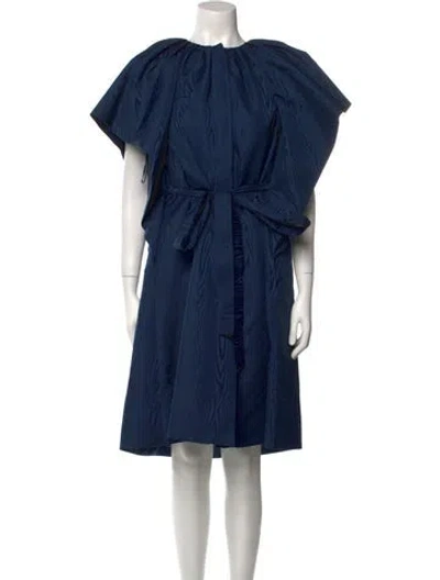 Pre-owned Amsale Bateau Neckline Midi Length Dress In Blue