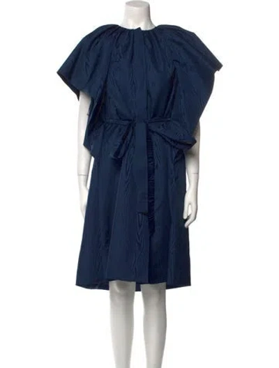 Pre-owned Amsale Bateau Neckline Midi Length Dress In Blue