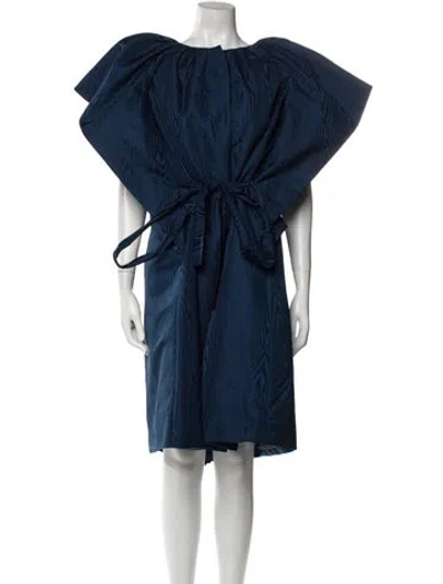 Pre-owned Amsale Bateau Neckline Midi Length Dress In Blue