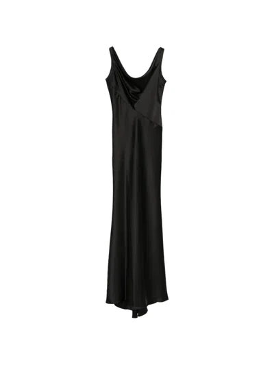Amsale Bias Cut Cowl Neck Maxi Dress In Black