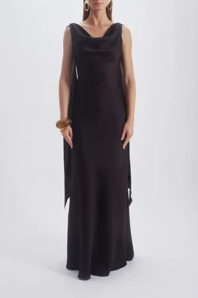 Amsale Bias Cut Streamer Dress In Black