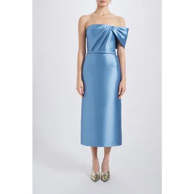 Amsale Bow Cocktail Dress In Blue