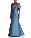 Amsale Bow Detail Gown In Petrol