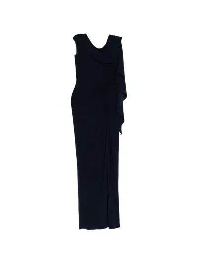 Amsale Cap-sleeve Jersey Gown In Blue