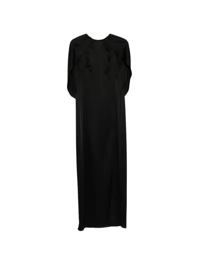 Amsale Column Cape Maxi Dress In Black