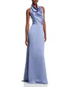 Amsale Cowl Satin Gown In Slate