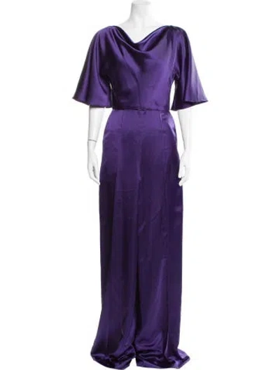 Pre-owned Amsale Cowl Neck Jumpsuit In Purple