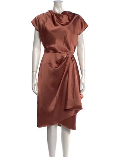 Pre-owned Amsale Cowl Neck Knee-length Dress In Pink