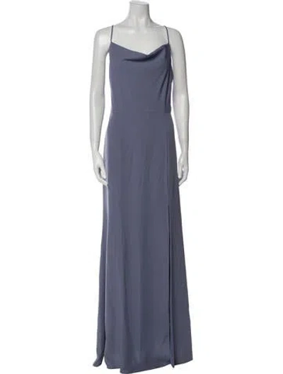 Pre-owned Amsale Cowl Neck Long Dress In Blue