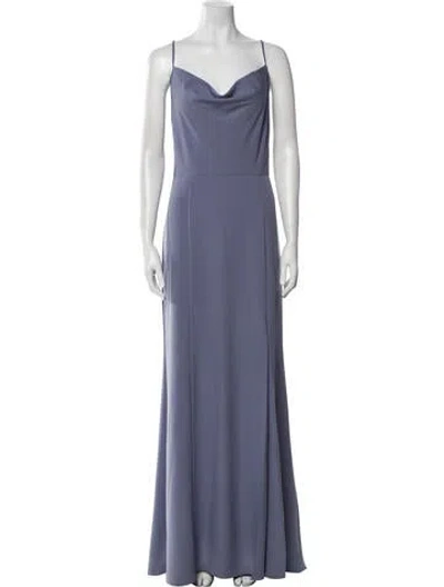 Pre-owned Amsale Cowl Neck Long Dress In Blue
