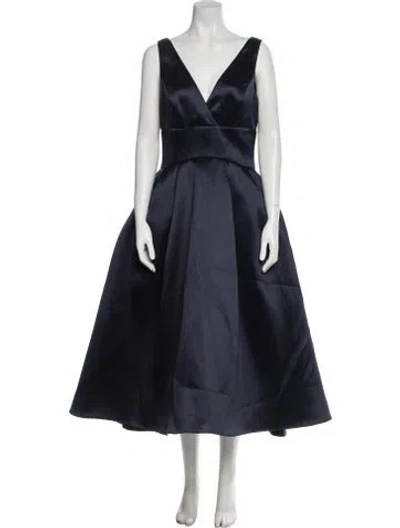Pre-owned Amsale Cowl Neck Long Dress In Blue