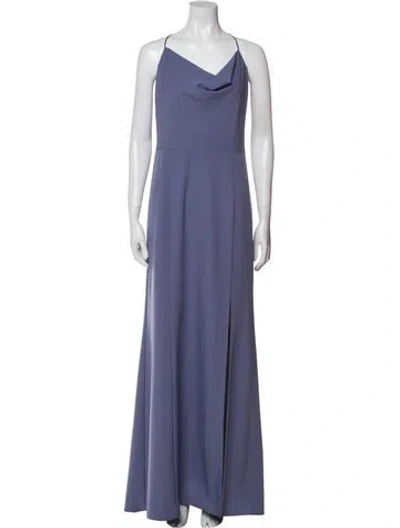 Pre-owned Amsale Cowl Neck Long Dress In Blue