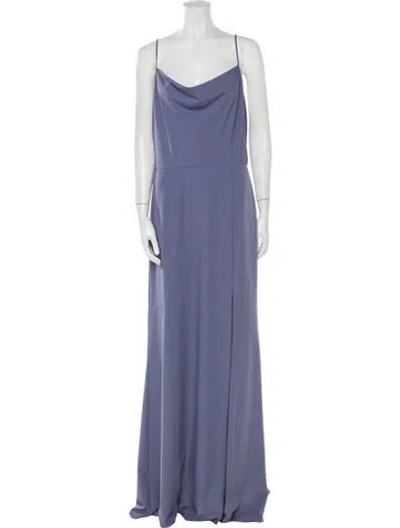 Pre-owned Amsale Cowl Neck Long Dress In Blue