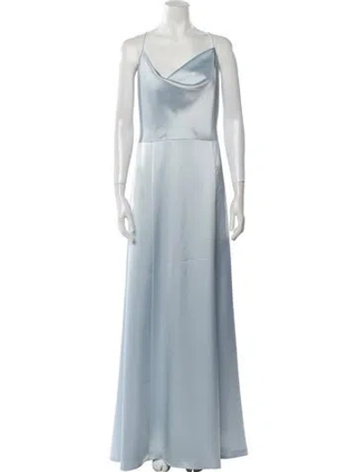 Pre-owned Amsale Cowl Neck Long Dress In Blue