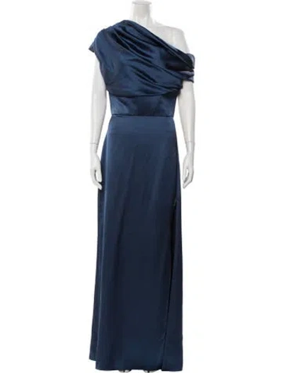 Pre-owned Amsale Cowl Neck Long Dress In Blue