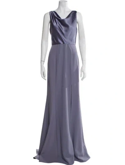 Pre-owned Amsale Cowl Neck Long Dress In Blue