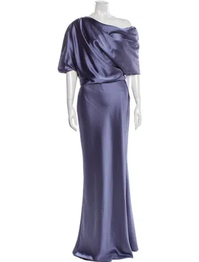 Pre-owned Amsale Cowl Neck Long Dress In Blue