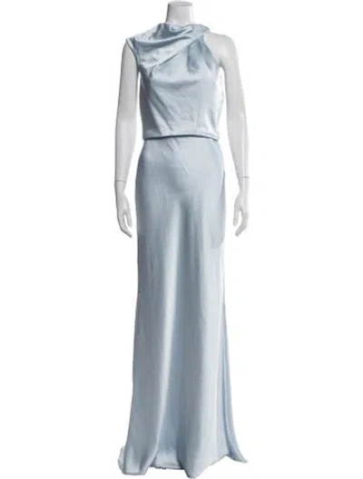 Pre-owned Amsale Cowl Neck Long Dress In Blue