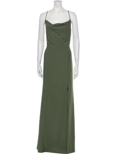 Pre-owned Amsale Cowl Neck Long Dress In Green