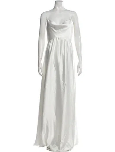 Pre-owned Amsale Cowl Neck Long Dress In Neutrals