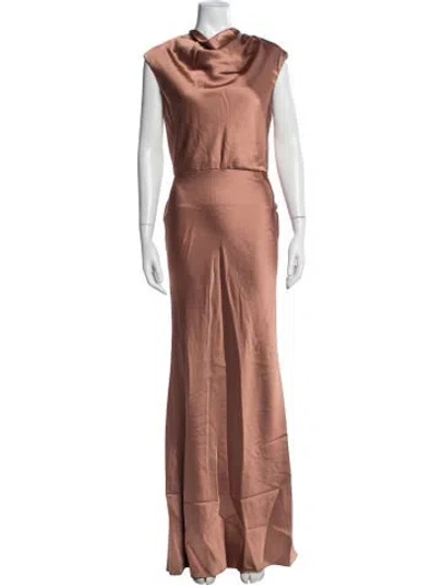 Pre-owned Amsale Cowl Neck Long Dress In Neutrals